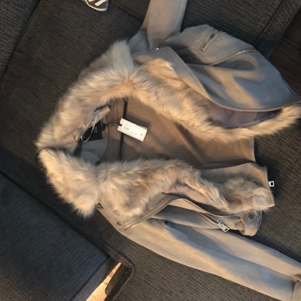 River Island Faux Fur Lined Moto Jacket